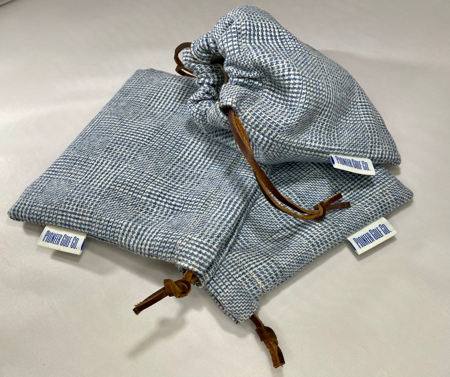 Blue and White Chek Valuable Pouch